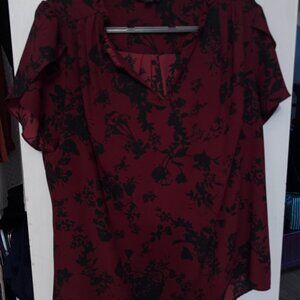 2x, 41 Hawthorne Blouse, Red and Black